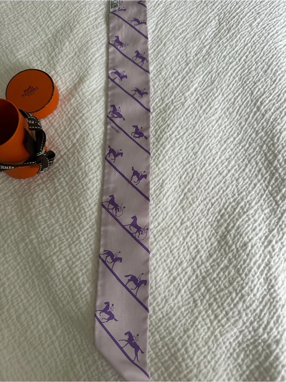 Hermes Lilac and Purple Printed Silk Twilly Scarf